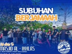 BIKERS SUBUHAN KAPUAS GELAR SHOLAT SUBUH BERJAMAAH DI MASJID AL-IKHLAS JALAN MELATI, BERSAMA TOKOH MUDA ARJUSIKA TRIYADI AK